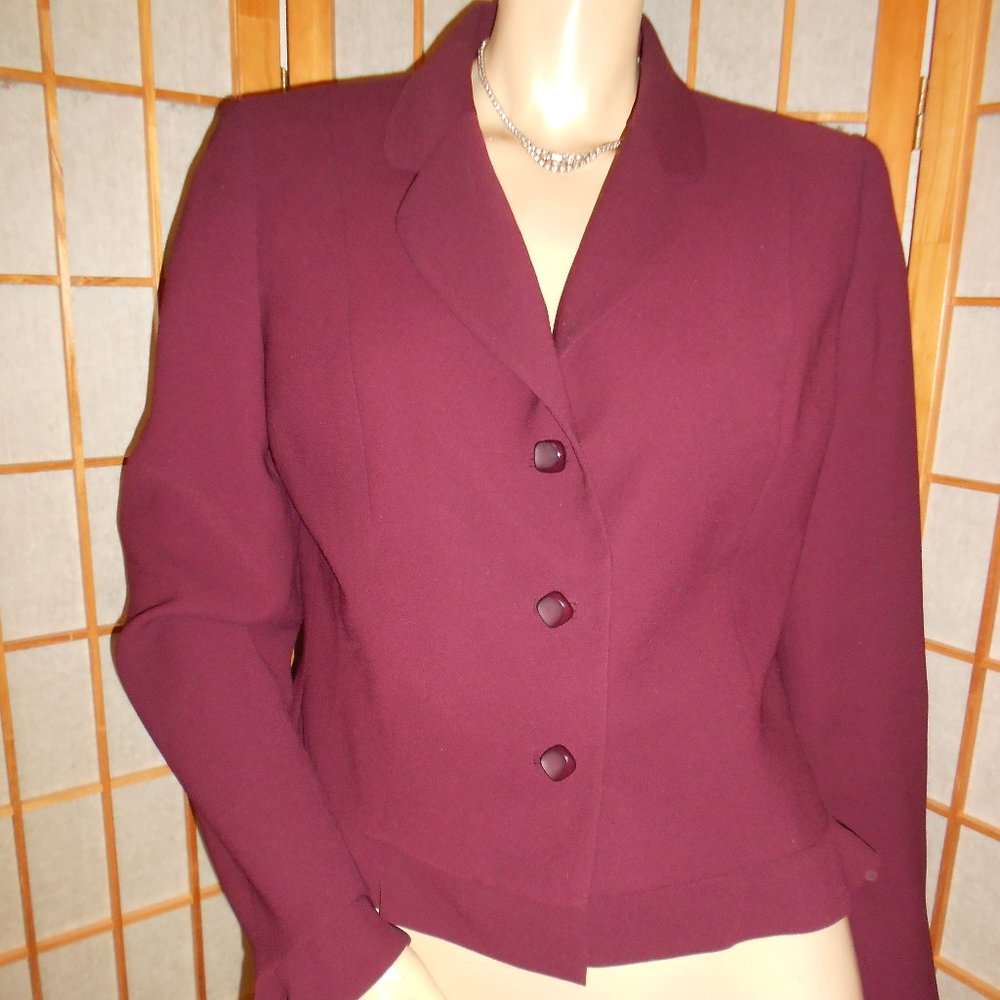 Albert Nipon Burgundy Button Front Blazer * Sz 12p - image 1